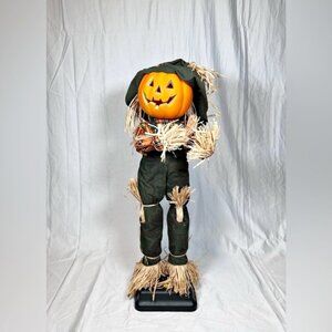 Vintage Gemmy Halloween Factory 22" Animated Jack-O-Lantern Head Scarecrow w/Box